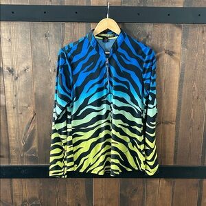 Sunsense by Jamie Sadock Blue Ombrรฉ Zebra Print UPF Sleeve Top Womenโs Size M